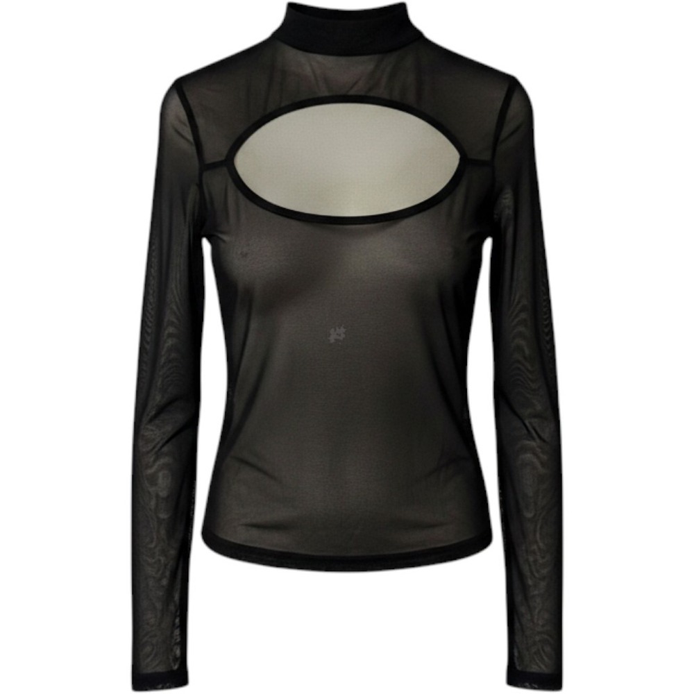 Killstar Black Sheer Mesh Keyhole Mock Neck Long Sleeve Top Womens Large